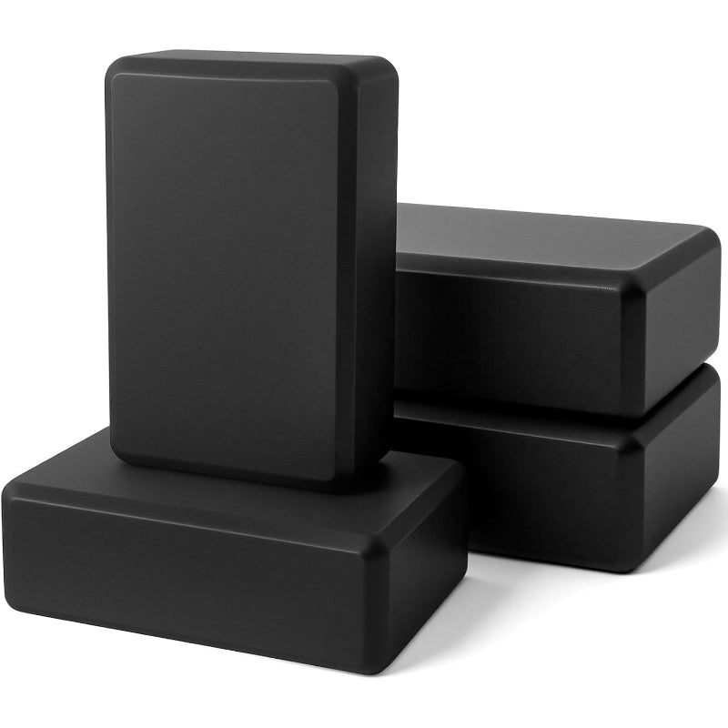 4‑Pack Soft EVA Foam Yoga Blocks 9×6×3 Inch Black