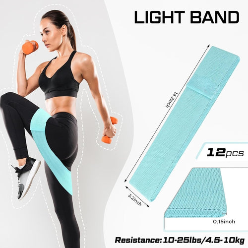 12 Pcs Fabric Resistance Bands Bulk