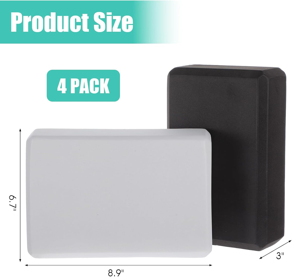 4‑Pack EVA Foam Yoga Blocks 8.9x6.7x3 Inches