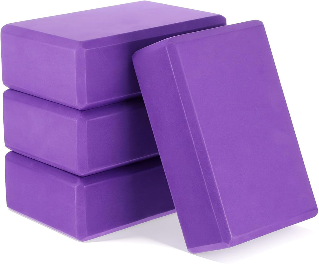 4‑Pack Purple High‑Density EVA Yoga Blocks 9"x6"x3"