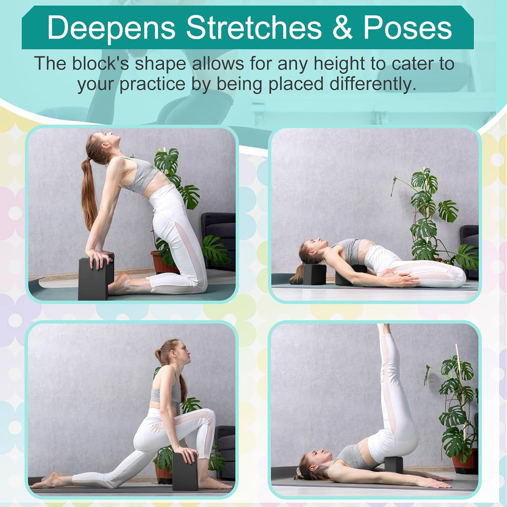 18‑Pcs Yoga Blocks & Strap Set 9"x6"x3"