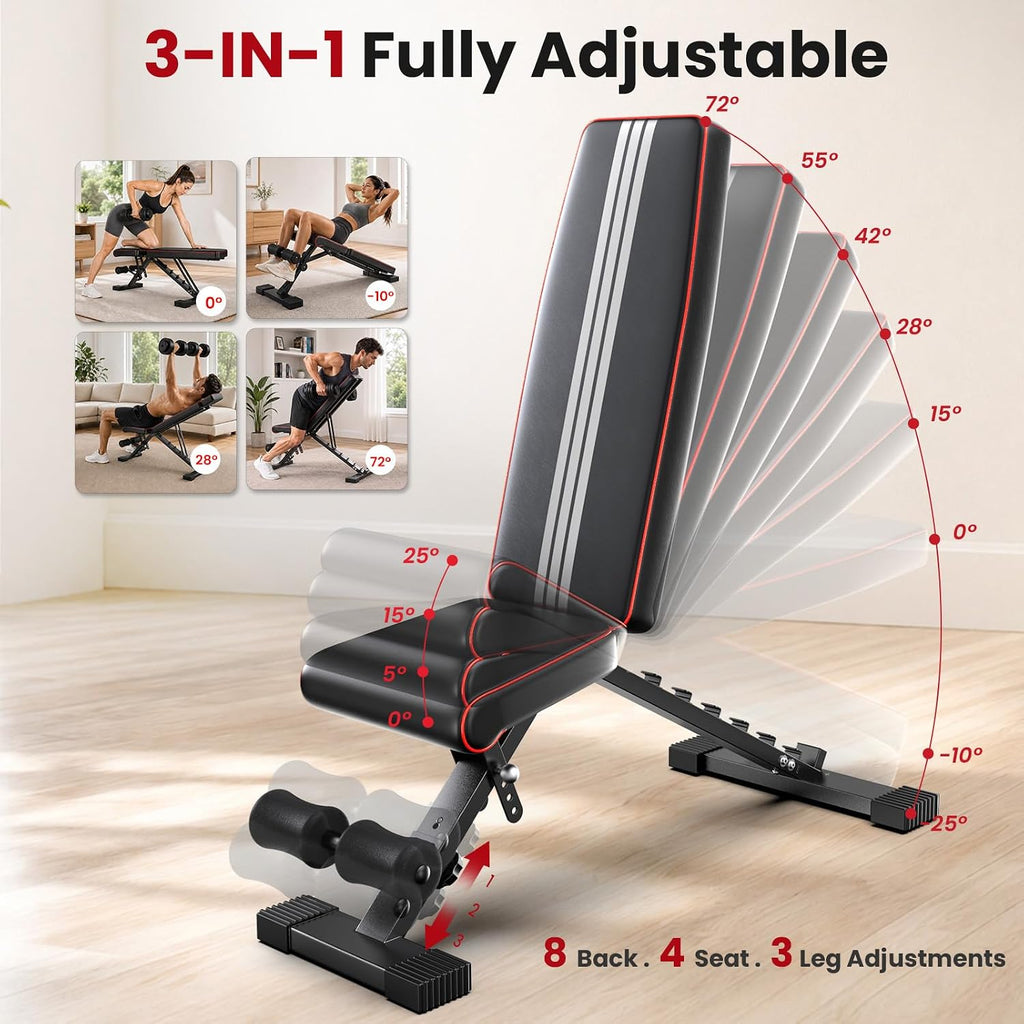 Adjustable Home Gym Weight Bench, 660LB