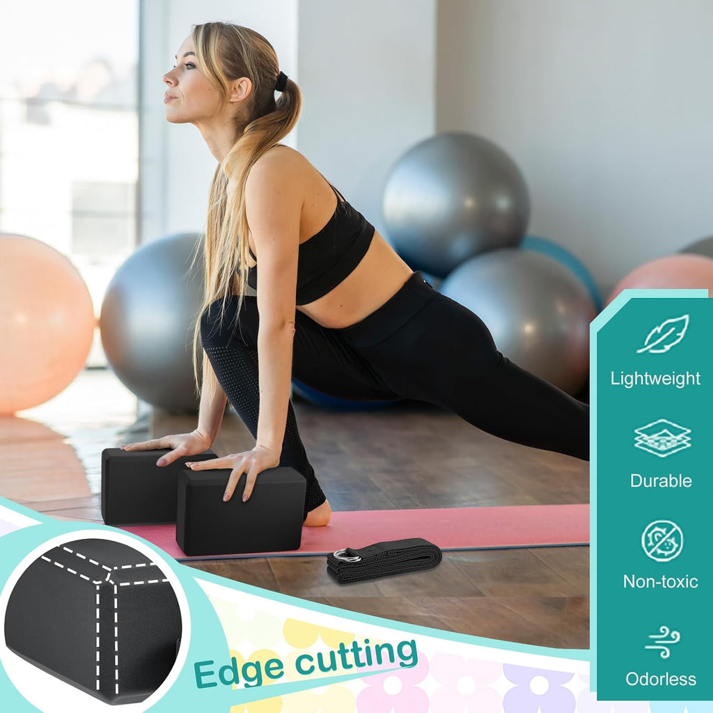 18‑Pcs Yoga Blocks & Strap Set 9"x6"x3"