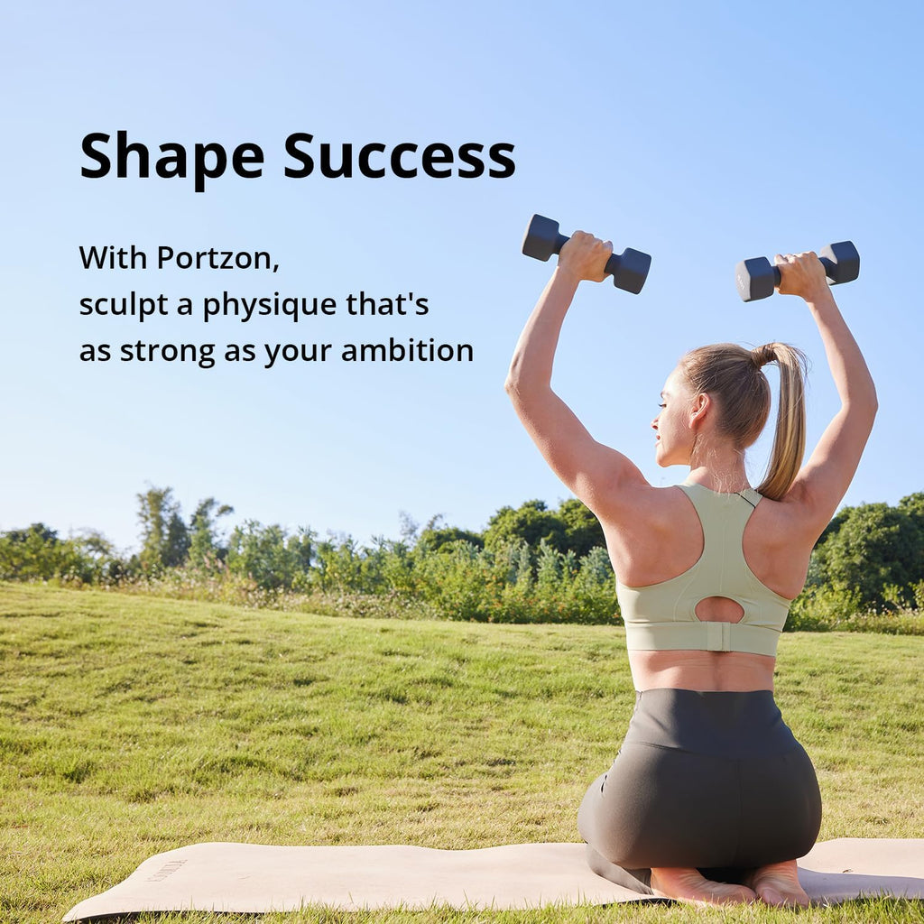 Hex‑Shape Neoprene Dumbbells Set 1‑15 LB