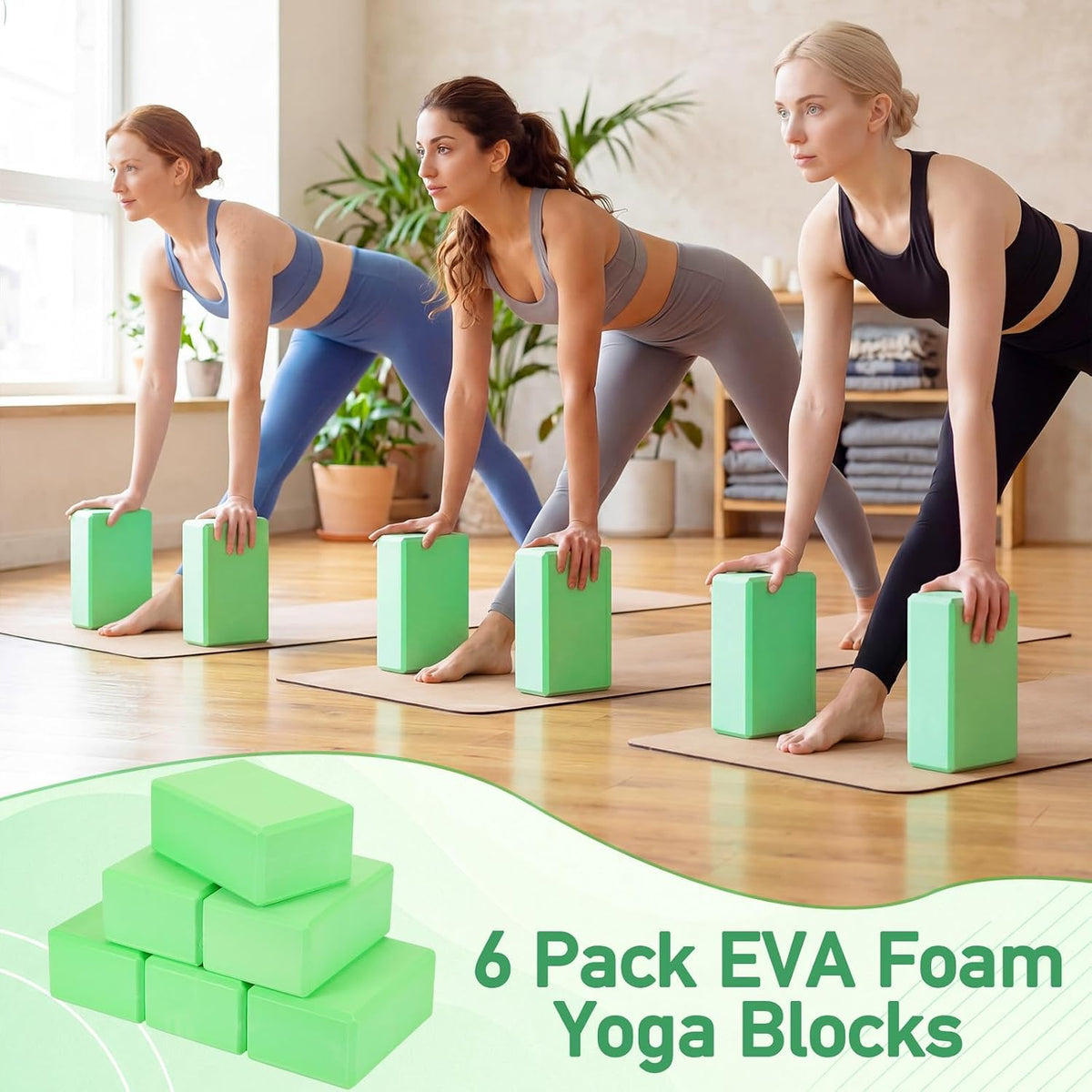 6‑Pack EVA Yoga Blocks Bulk Non‑Slip
