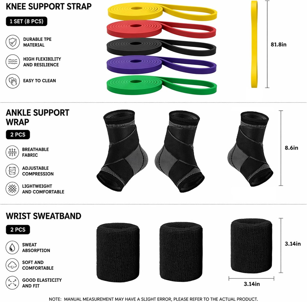 Fitness Bundle: Bands, Ankle & Wrist Supports