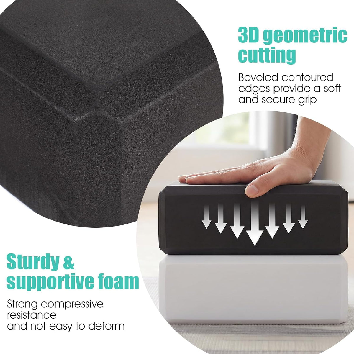 4‑Pack EVA Foam Yoga Blocks 8.9x6.7x3 Inches