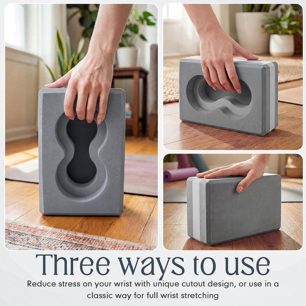 2‑Pack Yoga Blocks with Knee Pads & Strap
