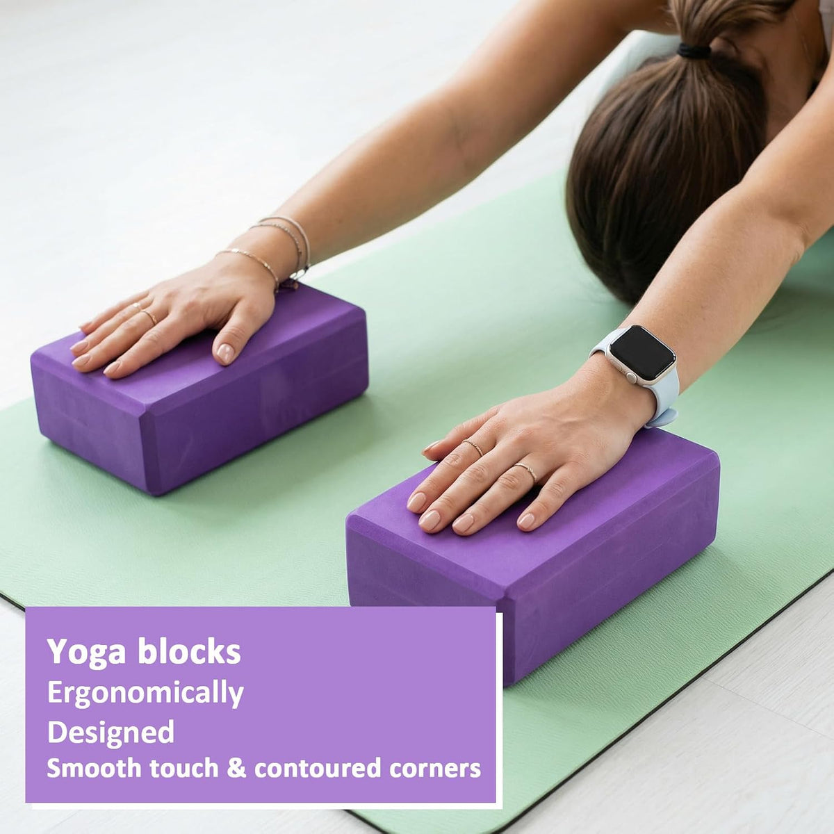 4‑Pack Purple High‑Density EVA Yoga Blocks 9"x6"x3"