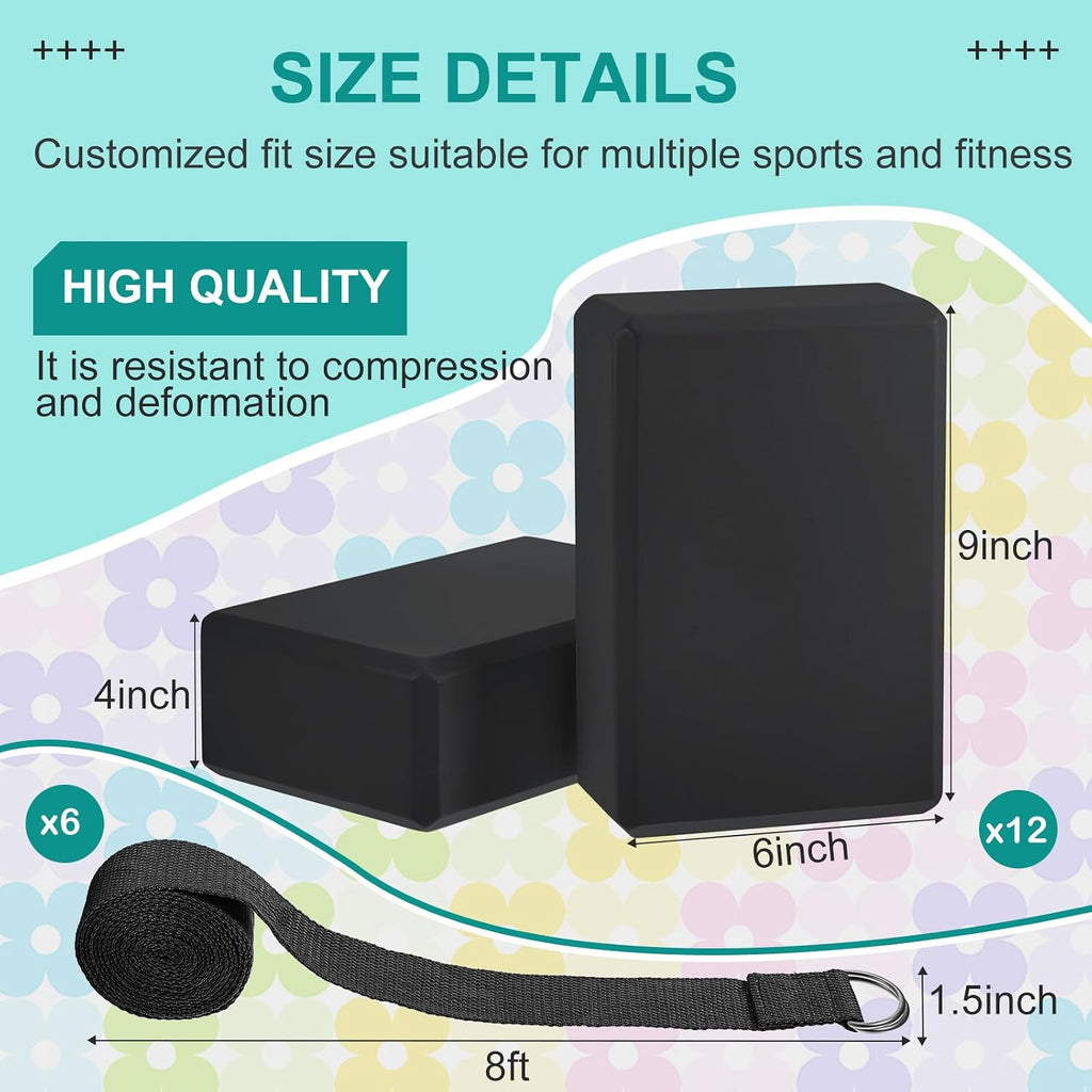 18‑Pcs Yoga Blocks & Strap Set 9"x6"x3"