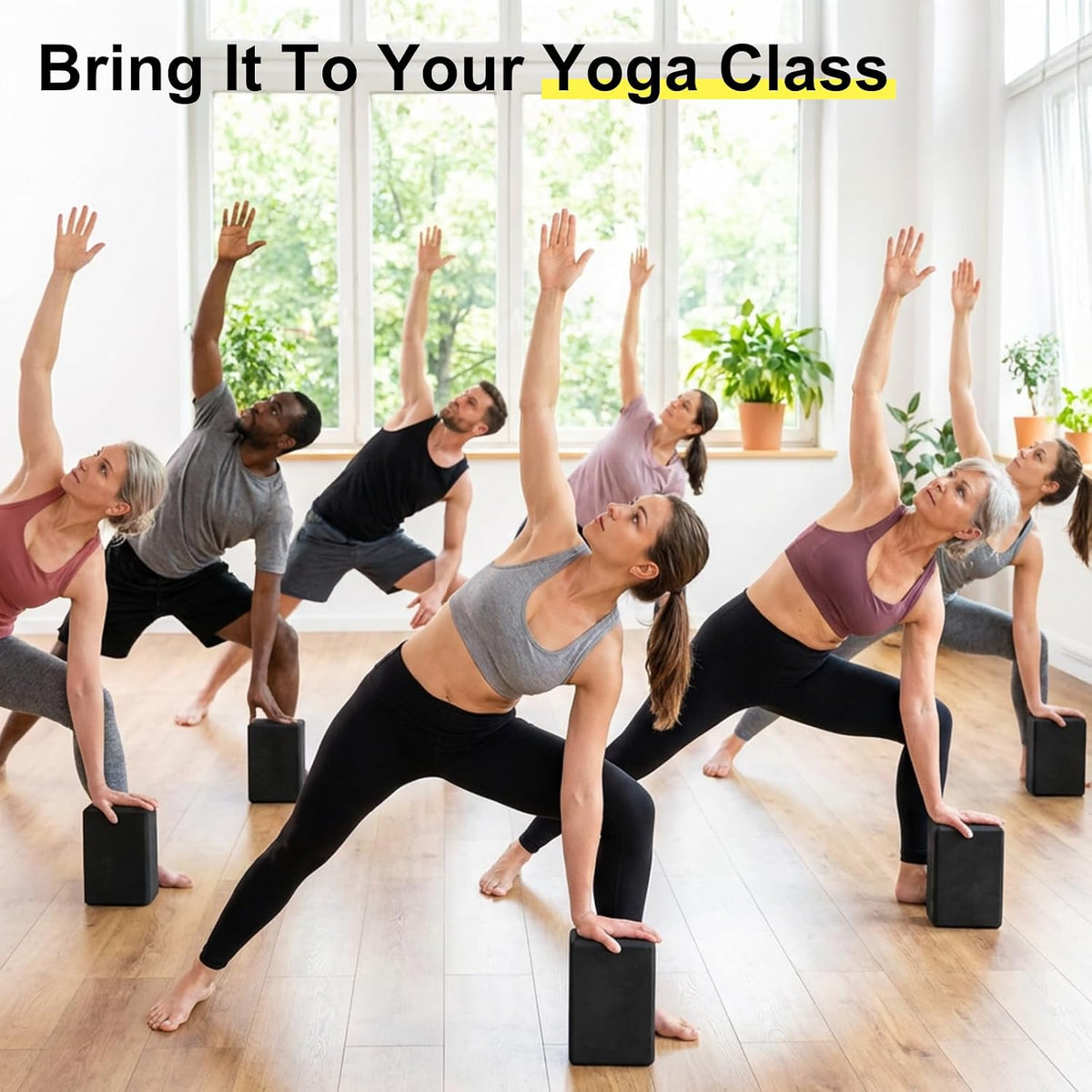 4‑Pack Soft EVA Foam Yoga Blocks 9×6×3 Inch Black