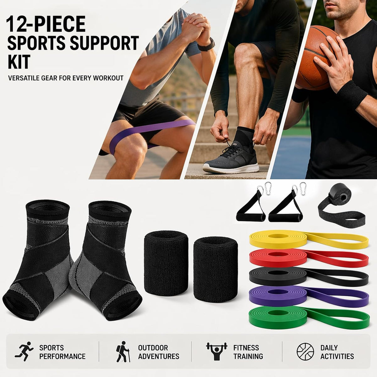 Fitness Bundle: Bands, Ankle & Wrist Supports