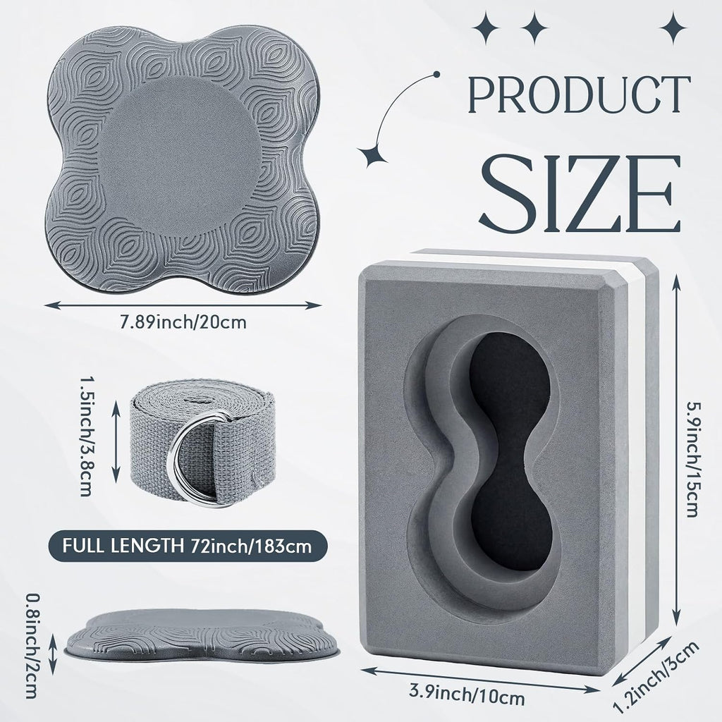2‑Pack Yoga Blocks with Knee Pads & Strap