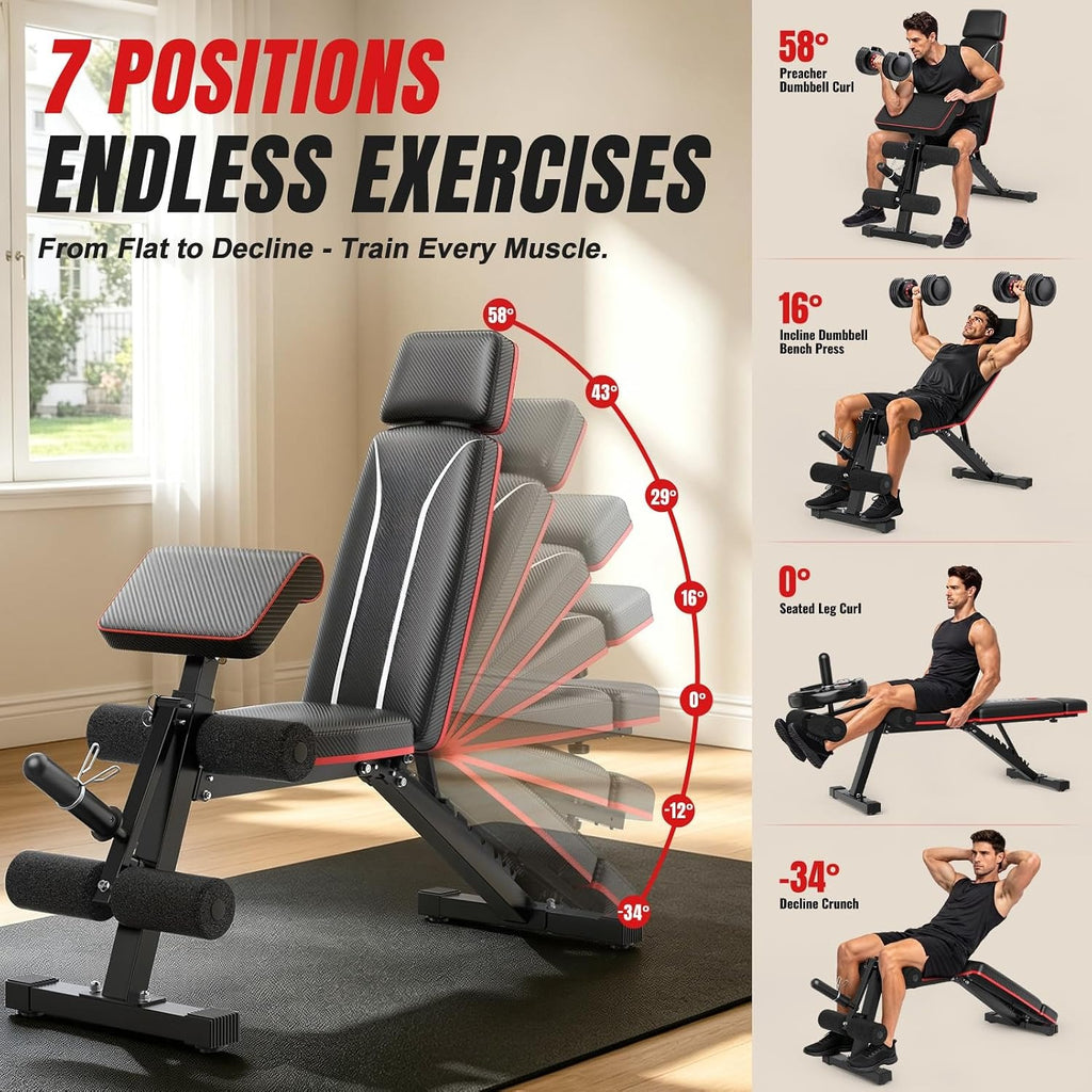 Foldable Adjustable Weight Bench