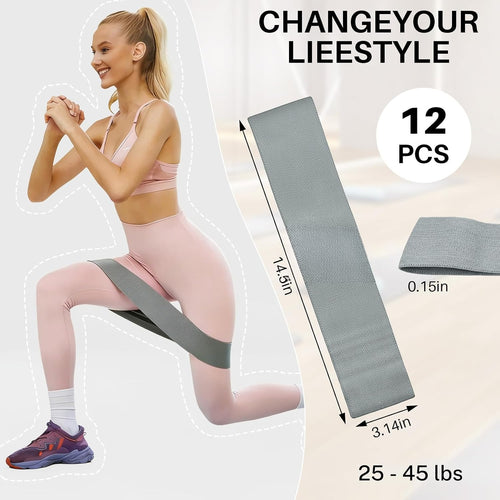 12‑Pack Fabric Fitness Booty Bands