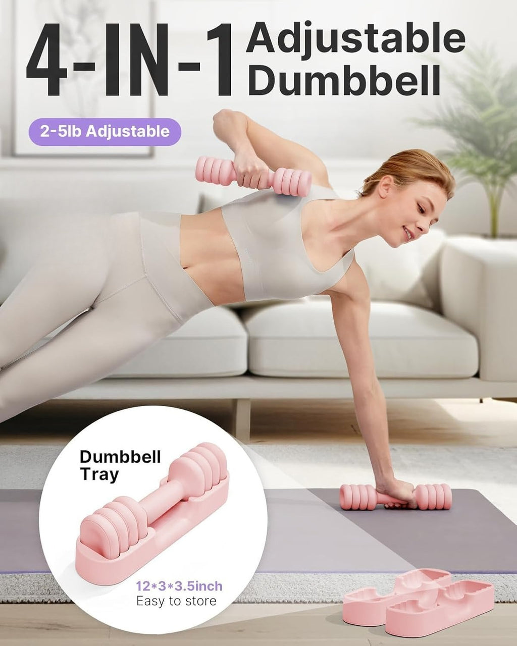 4‑in‑1 Adjustable Dumbbells Set
