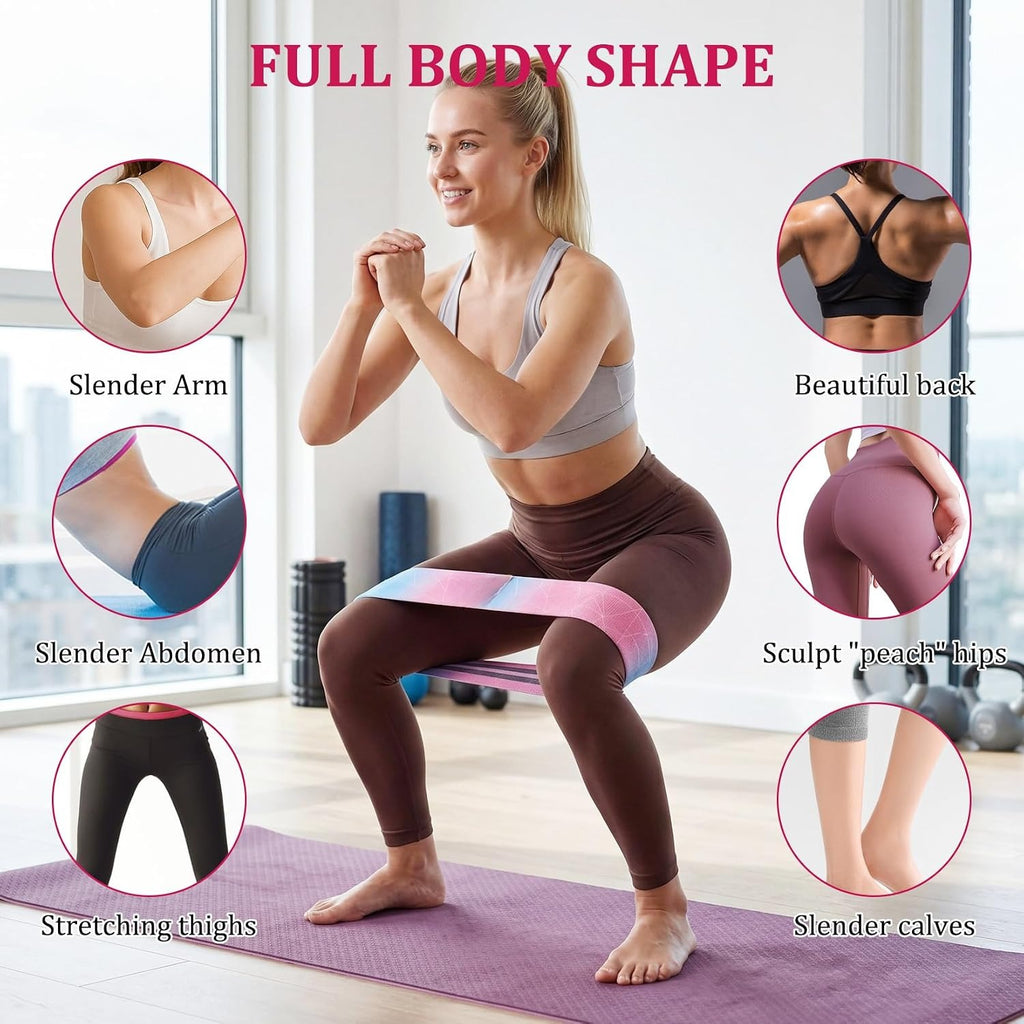 6‑Pack Non‑Slip Fabric Loop Resistance Bands