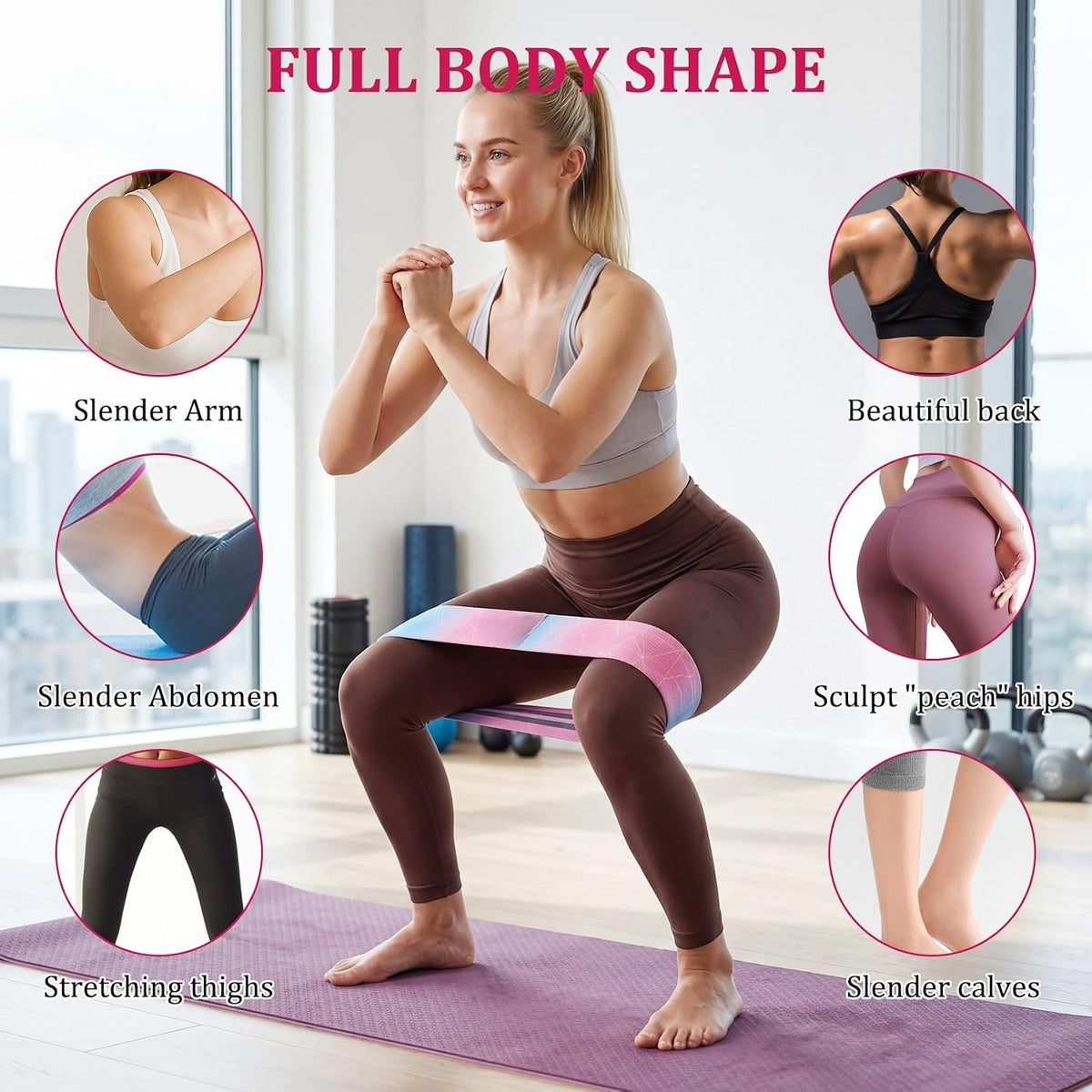 6‑Pack Non‑Slip Fabric Loop Resistance Bands