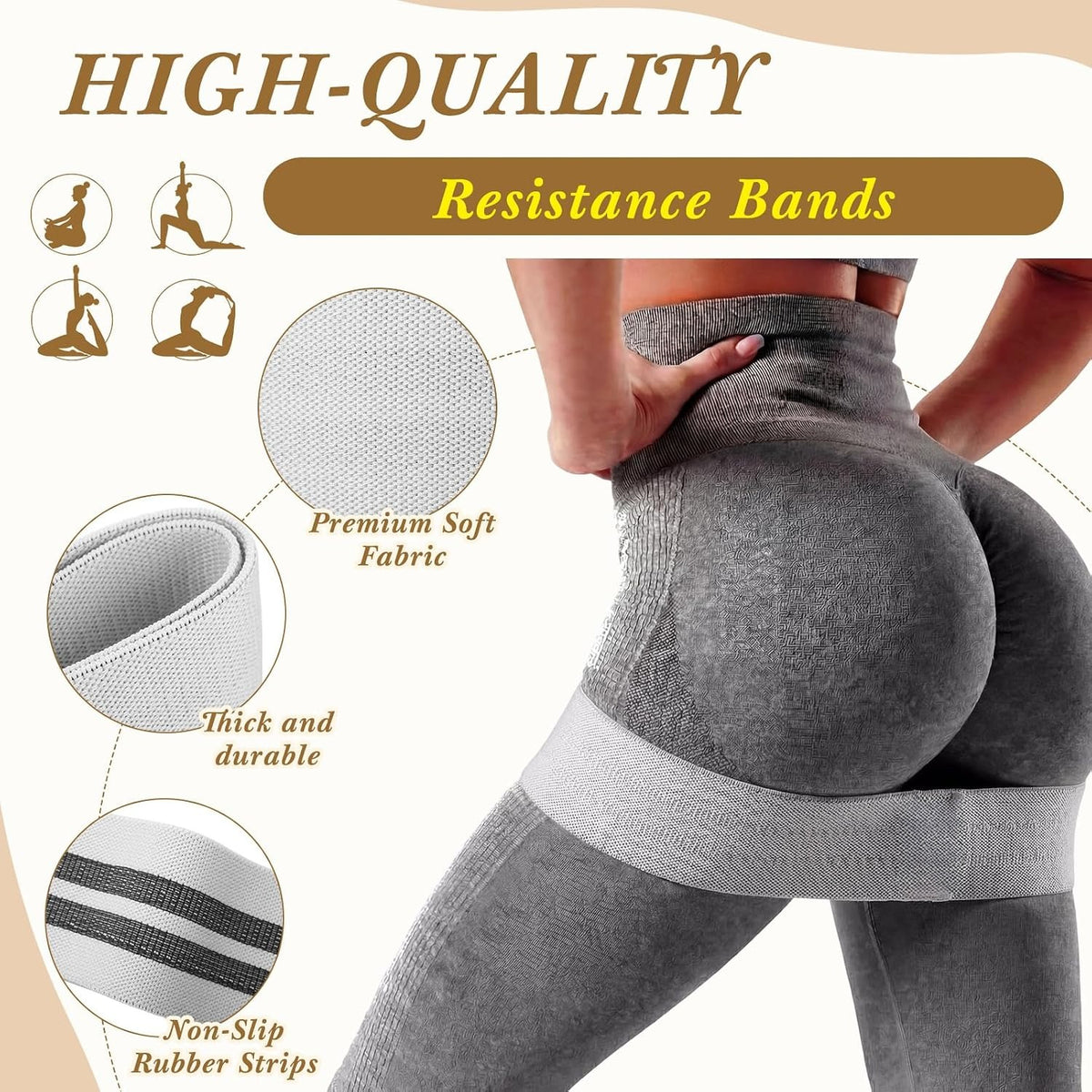 10 Pcs Fabric Resistance Bands Bulk